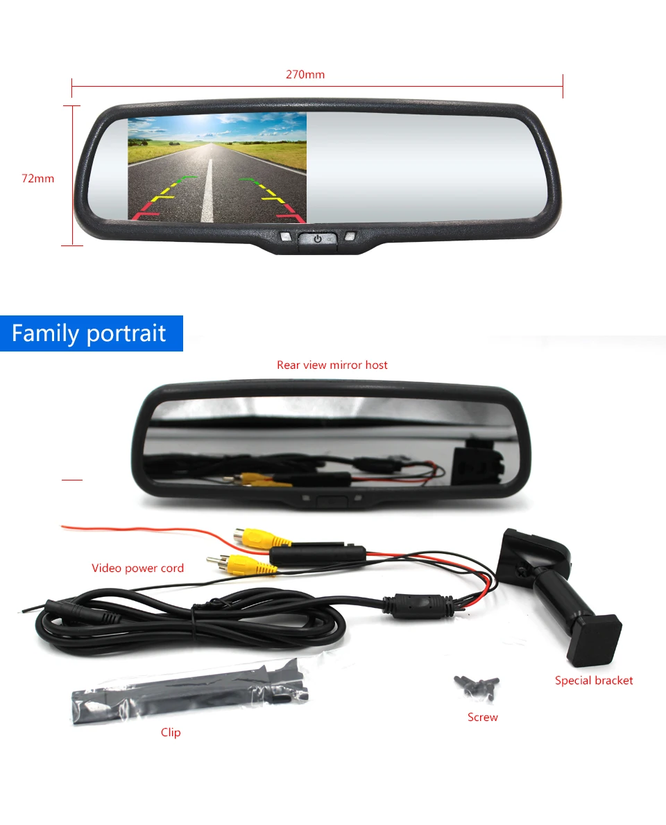 Original Car 4.3 parking monitor 4 blind spot sensor + led camera bracket for Toyota Detection visible Reverse car security | Автомобили и