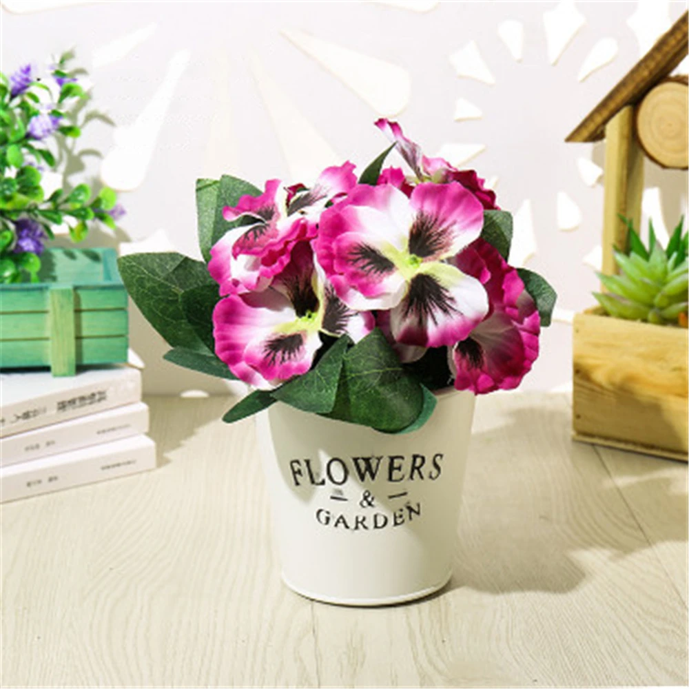 10 head Festival Home Room Wedding Simulation Pansy Flower Floral Decor Plant Bunch Artificial Silk Bouquet | Дом и сад
