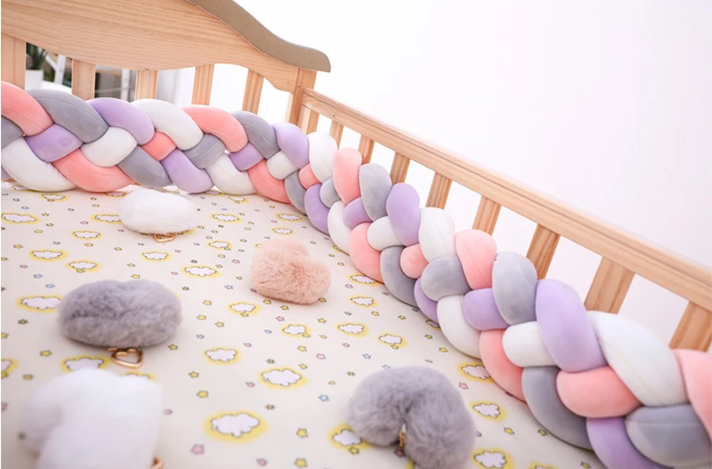2M3M 4 Узелок Мягкая Детская кровать бампер бортики для кроватки 4 косы 2 метра для новорожденных Детская кроватка защита бортики для кроватки постельные принадлежности для младенцев