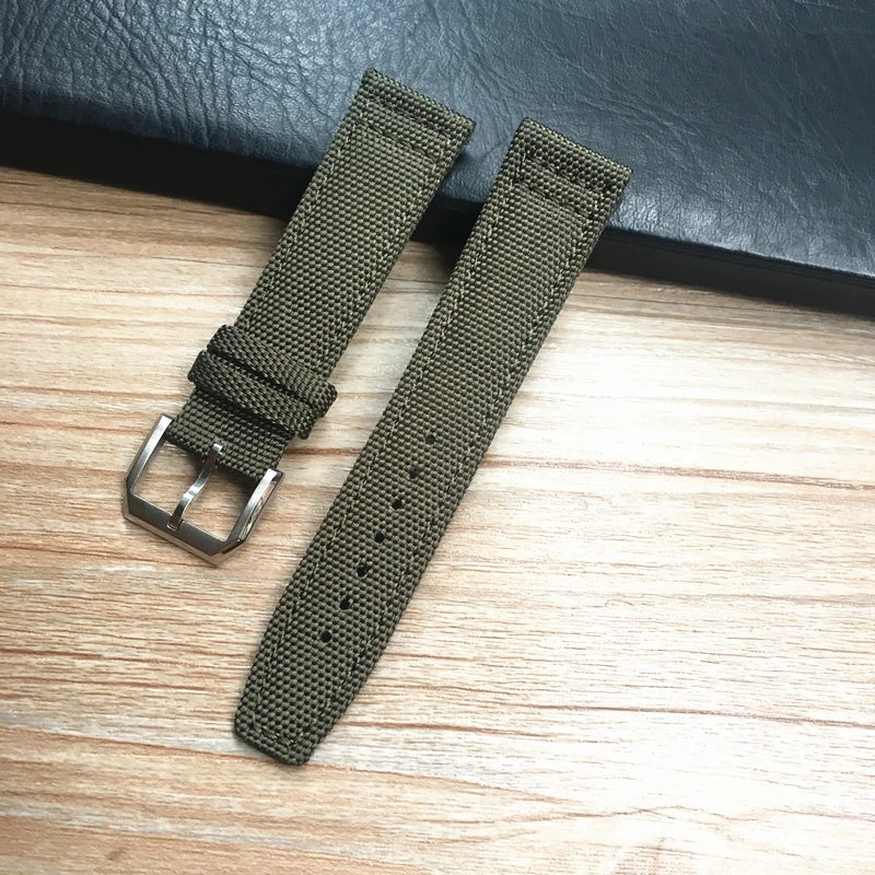 MERJUST 20mm 21mm 22mm Green Black Nylon Genuine Leather Watch Strap Watchbands For IWC PORTUGIESER CHRONOGRA Mark Bracelet Belt