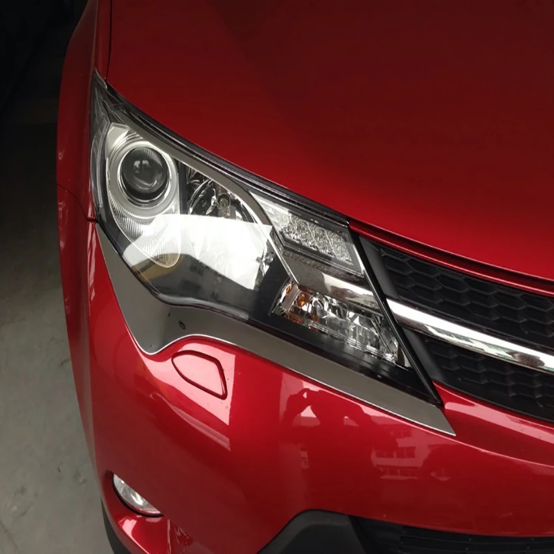 Accesorios para Toyota RAV4 RAV 4 2013 2014 2015 ABS, lámpara de cabeza delantera cromada, cejas, adornos de tiras de faros, bisel 2 piezas