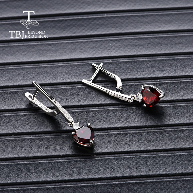 Женские длинные серьги с красным гранатом TBJ ювелирные украшения природными
