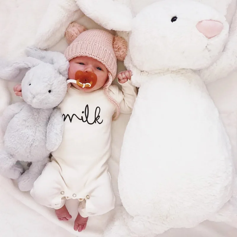 Комбинезон emmababy для маленьких детей, комплект одежды для новорожденного мальчика топ для девочек молока с принтом букв Песочник Комбинезон хлопковый комплект одежды