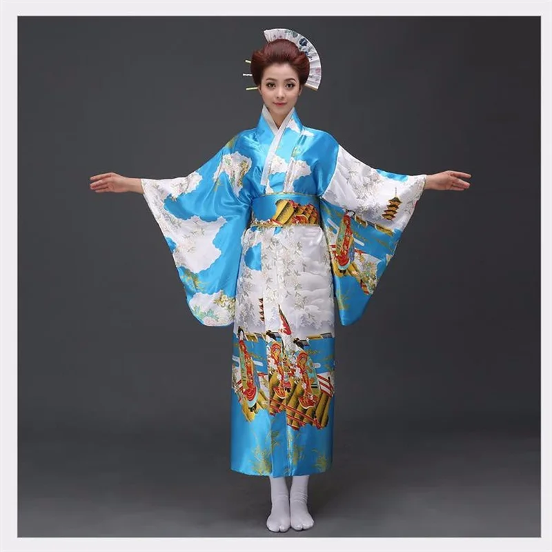 Японский сексуальный юката с Obi женское атласное кимоно Haori Новинка вечернее