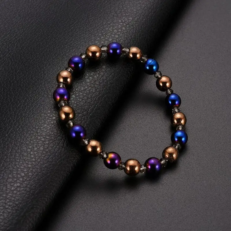 1 шт. Круглый браслет для похудения с золотым синим камнем магнитный