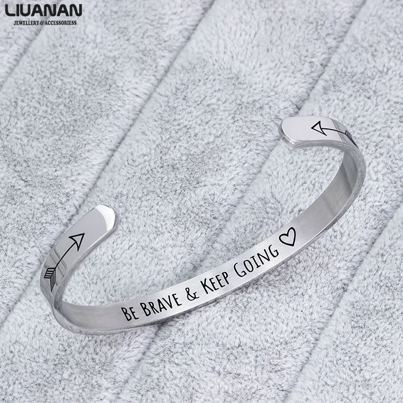 Женский браслет с манжетами вдохновляющий из нержавеющей стали | Украшения и