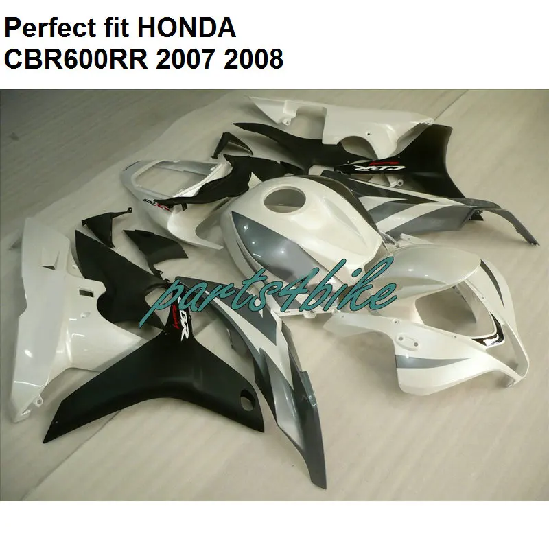 Подходит инъекции Обтекатели для Honda CBR 600RR 2007 2008 комплект белой обшивки CBR600RR 07 08 SZ66