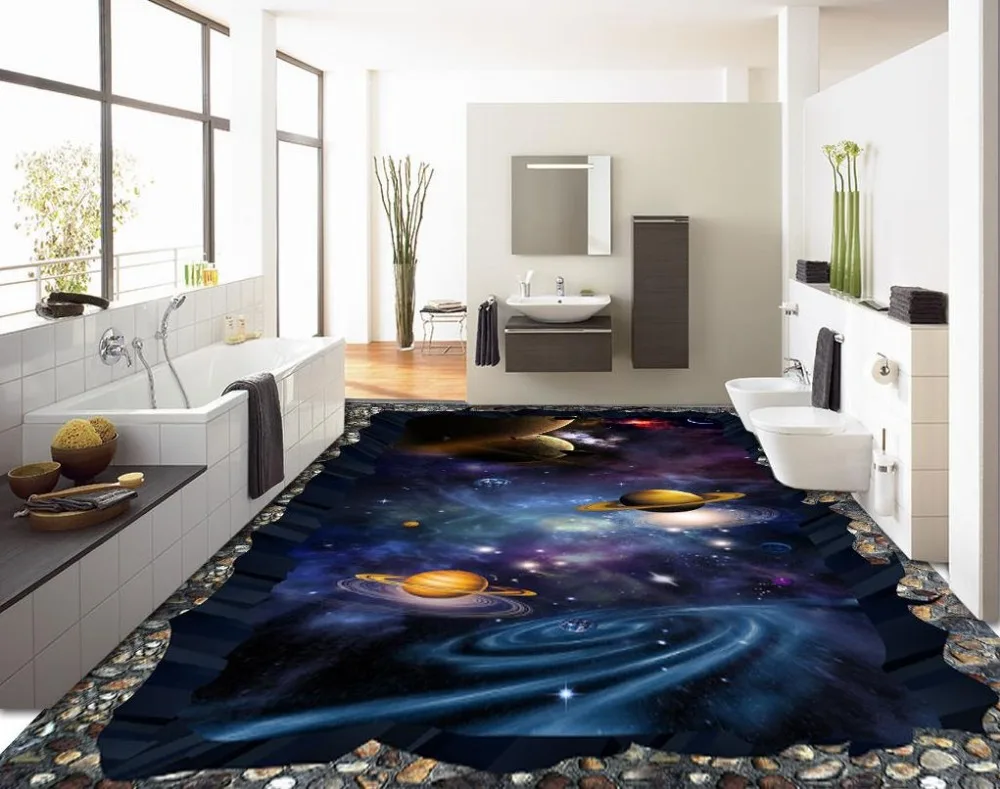 3D половой коврик из ПВХ на заказ самоклеющийся обои звезда с видом Вселенной 3d