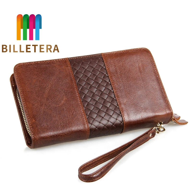 BILLETERA мужской кожаный кошелек двойная молния модный клатч натуральная кожа |