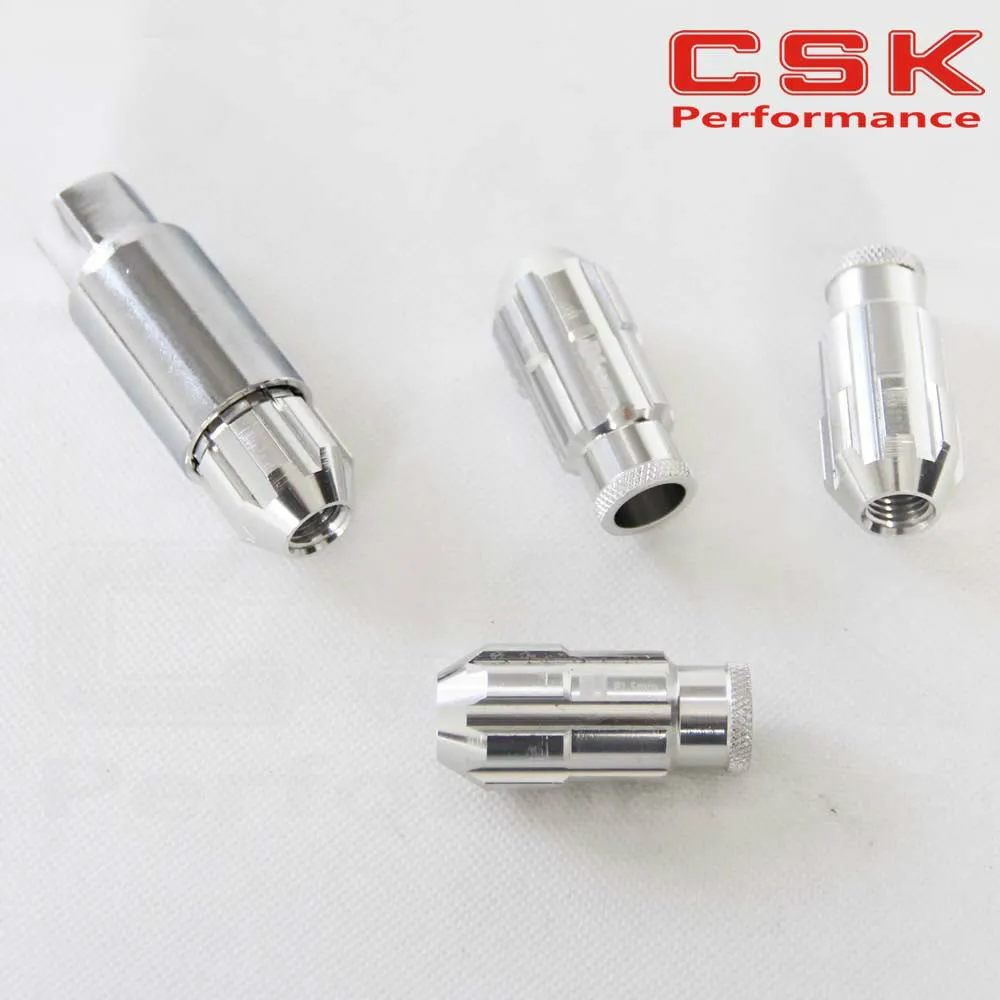 Гоночные алюминиевые запорные гайки с ключом 12x1 5 D1 SPEC серебристым цветом + 4 шт.|lug