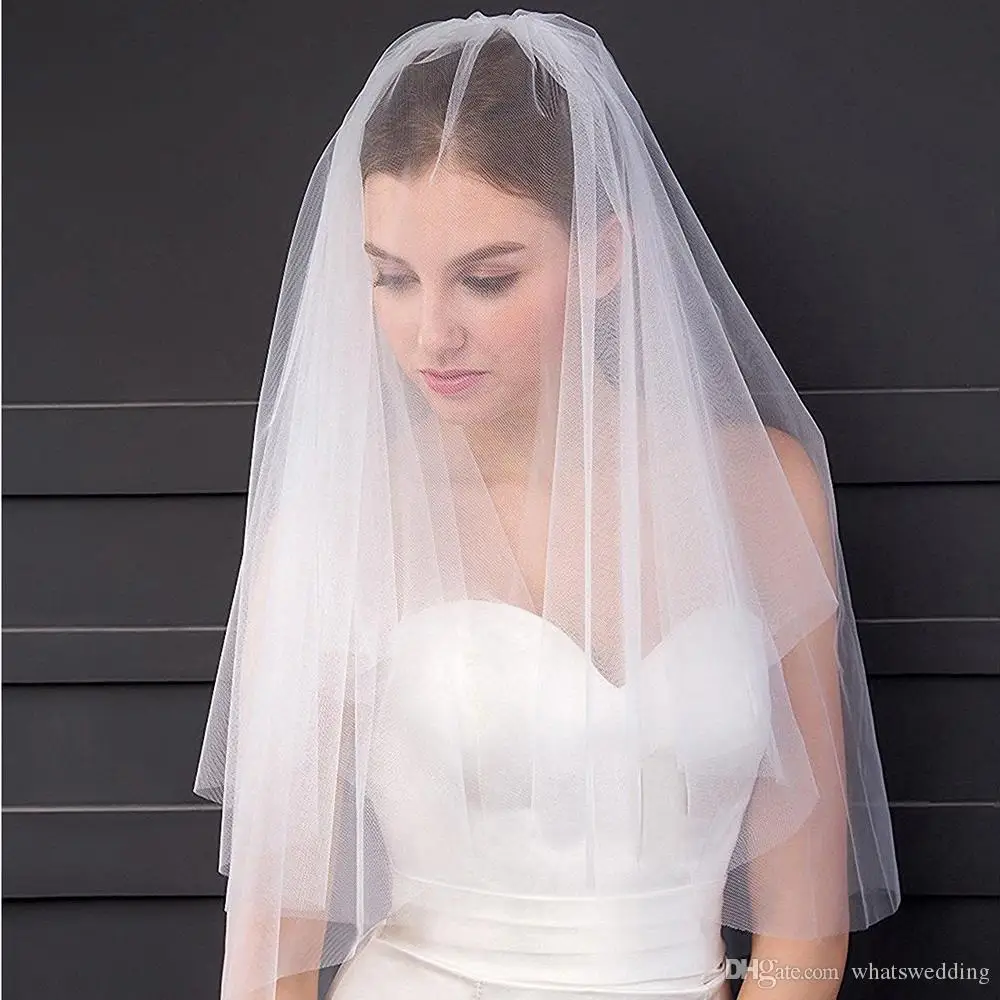 only buy a veil Простые Свадебные платья из тюля с v-образным вырезом, трапециевидные Свадебные платья без рукавов длиной до пола с длинным шлейфом, свадебные платья - Цвет: only buy a veil