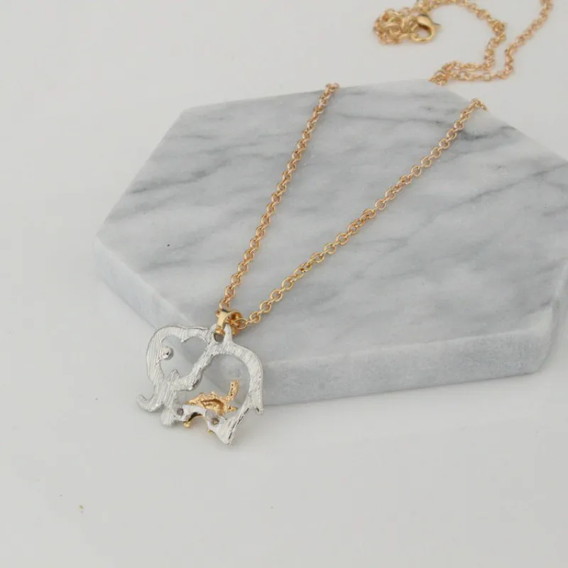 Elephant with Baby Pendant Necklaces Jewelry for Mother Hot Gold Silver Plated Crystal Animal Mothers Day Christmas Gifts | Украшения и