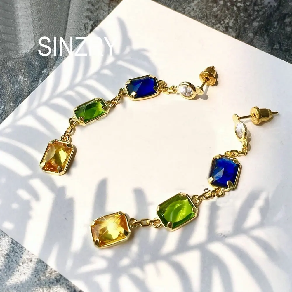 SINZRY, новинка, элегантные, тонкие, милые, цветные, Кристальные, висячие серьги, для девушек, креативные, модные серьги для женщин