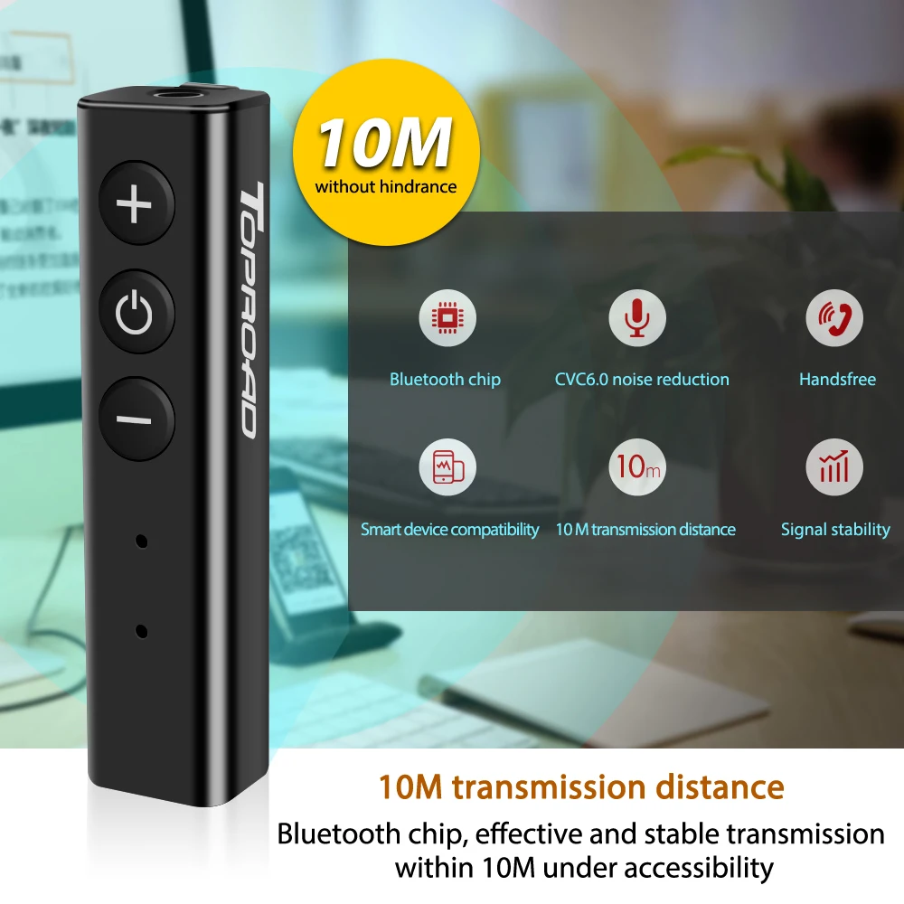 TOPROAD беспроводной Bluetooth приемник 4 1 3 5 мм AUX музыка аудио для автомобиля Наушники