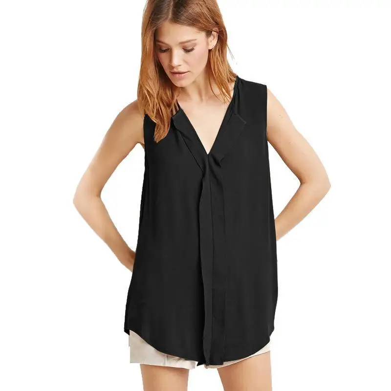 Женский шифоновый жилет NFIVE Свободный без рукавов с v-образным вырезом летняя