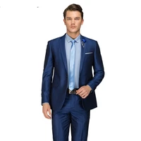 2019 blue mens luxury custom made suits single breasted male slim fit suit one button wedding business fashion tuxedo suits