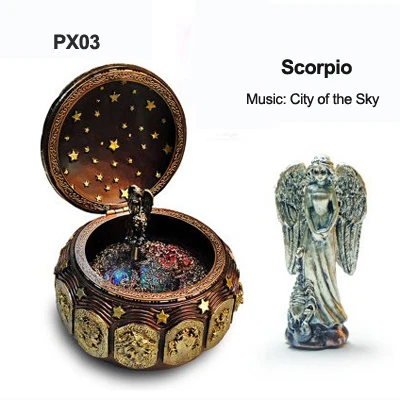 PX03 Scorpio Музыкальная шкатулка с 12 музыкальными коробками со светодиодной вспышкой, подарок на день Святого Валентина - Цвет: PX03 Scorpio