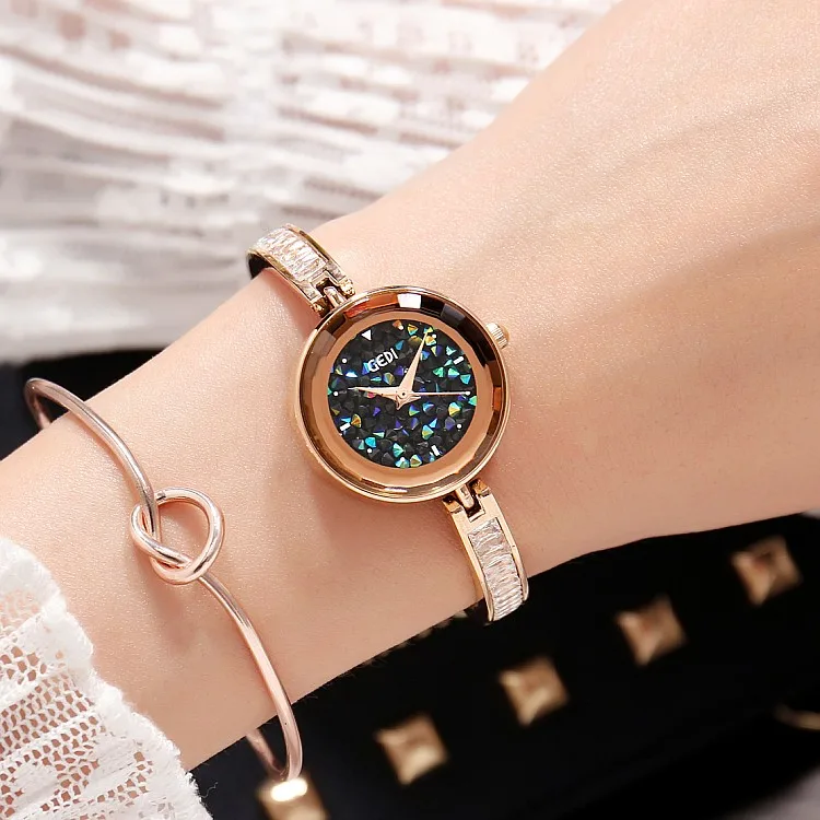 2019 Hot GEDI Fashion Rose Gold Women Watches Top Luxury Brand Ladies Quartz Watch 2 Pieces Watches Small Dial Clocks Hours