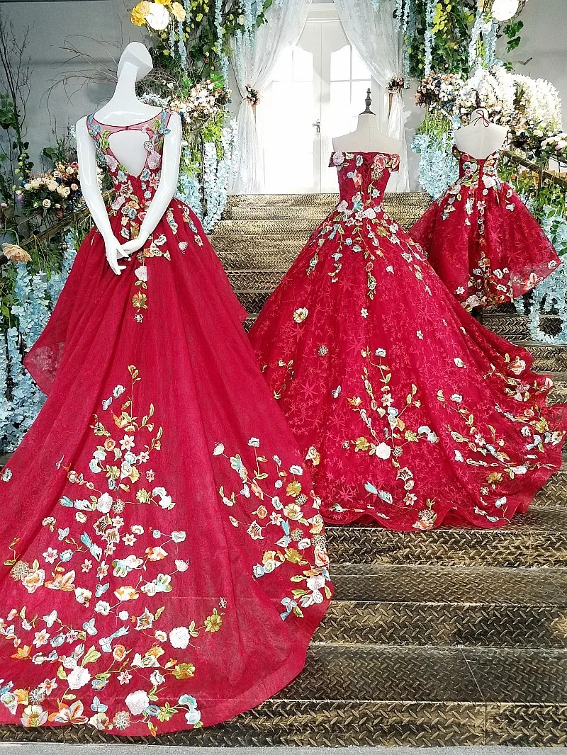 LS00155 Красное длинное вечернее платье 2018 зашнуровать назад кружевное бальное