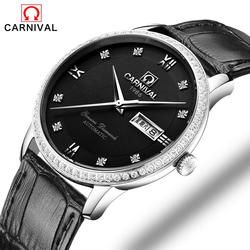 Минималистичный дизайн швейцарские часы карнавал люксовый бренд кожаные 2017