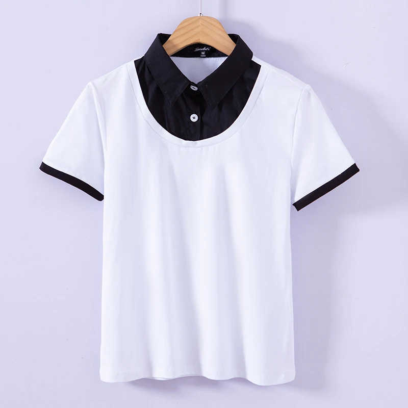 Женские рубашки поло короткий рукав Однотонная повседневная обувь Для женщин