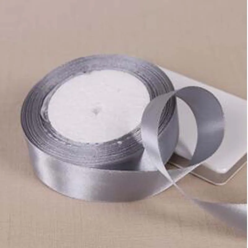 Атласная лента серебристо-серого цвета 25 ярдов | Дом и сад