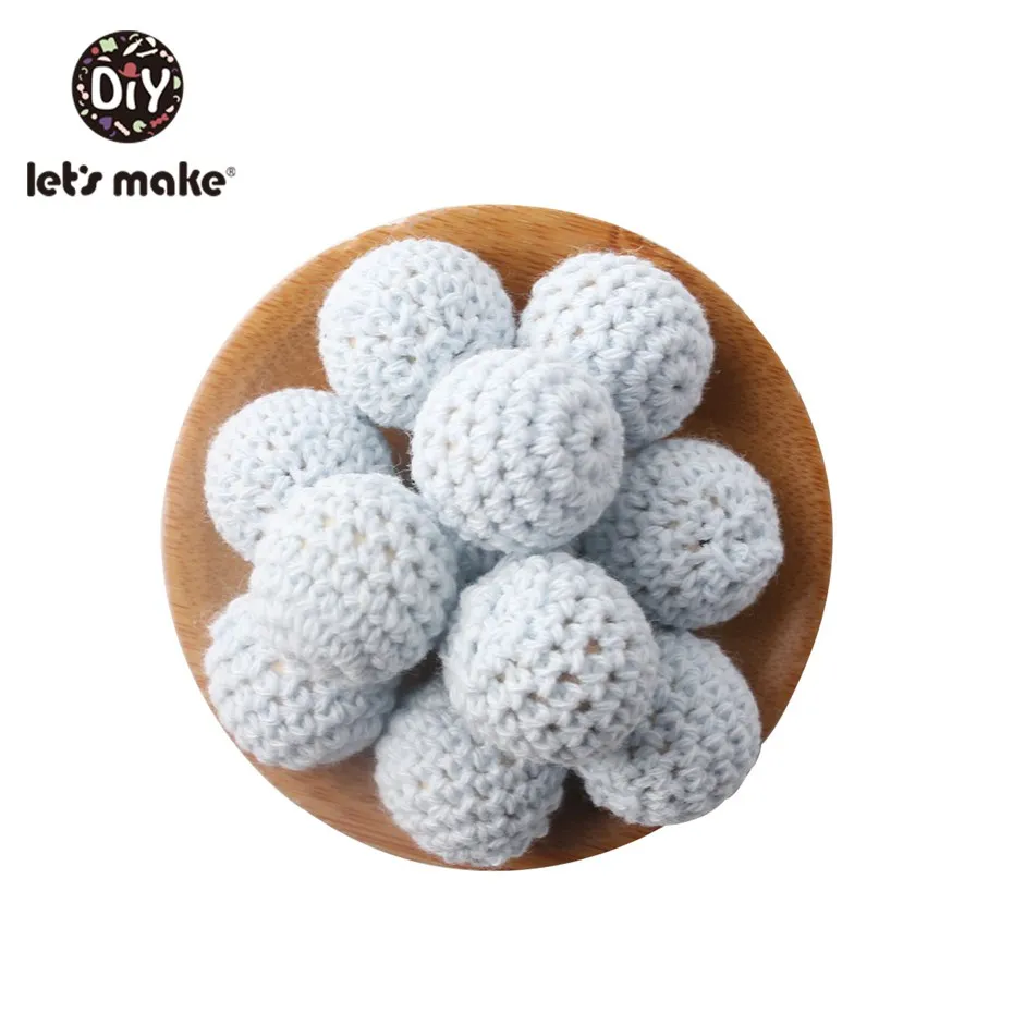6 Let'S Make 20 мм 10 шт деревянные вязаные бусины жевательные бусины Diy деревянный Прорезыватель жемчужный бисер для детской кроватки игрушка сенсорная погремушка Детская Игрушка прорезыватель - Цвет: 6