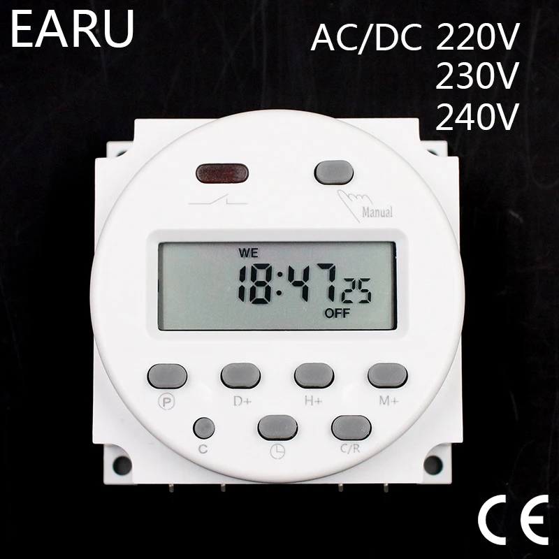 CN101A таймер AC/DC 220 В 230 в 240 цифровой ЖК дисплей питания еженедельно 7 дней мини