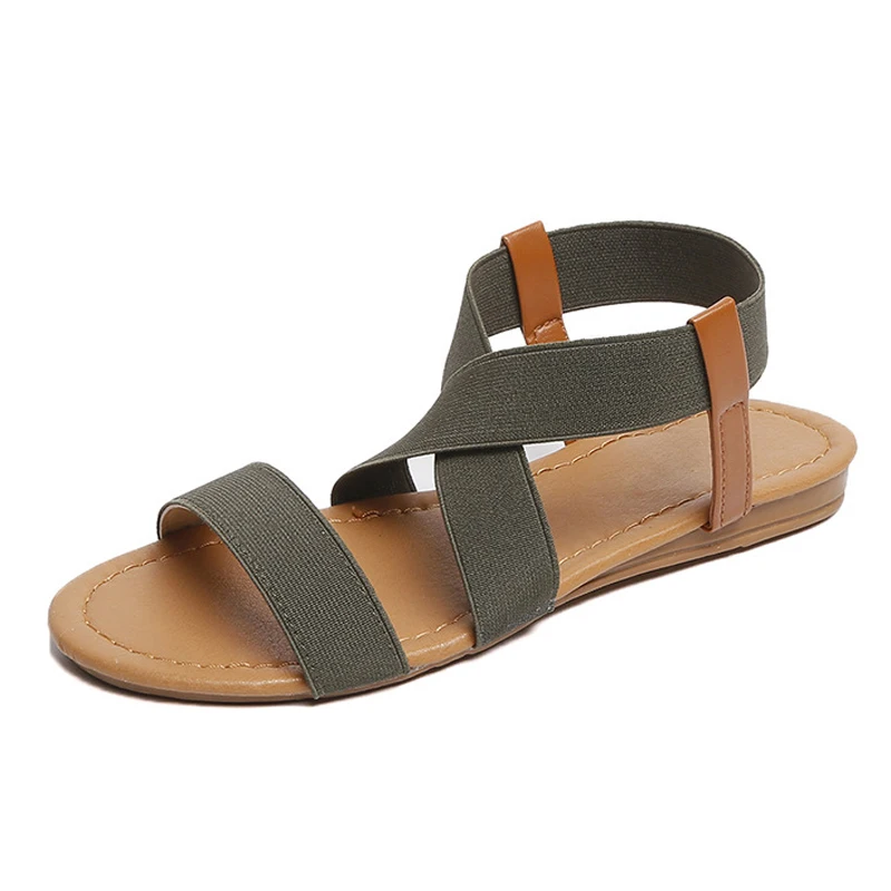 Parkside Wind Rome Women Sandals Retro Casual Shoes Stretch Fabric Beach Sandalias Summer Flat With Shoes Woman XWA3207-45