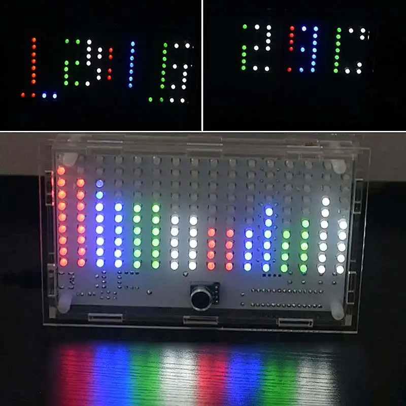 160 шт. Led DIY FFT1625 цифровые часы музыкальный спектр электронный комплект с температурным дисплеем с корпусом 5 цветов