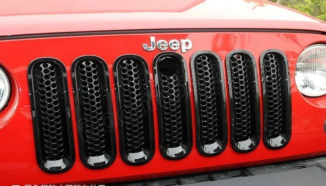 7 шт. декоративная Передняя решетка черная сетка для Jeep Wrangler JK Rubicon 07 15 с