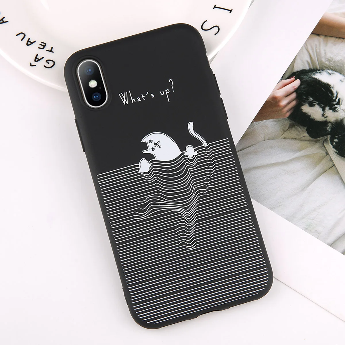 Lovebay мягкие черные чехлы для телефонов с котом для Iphone 6, 6 S, 7, 8 Plus, XS Max, XR, X, ультра-тонкий силиконовый чехол с милым рисунком