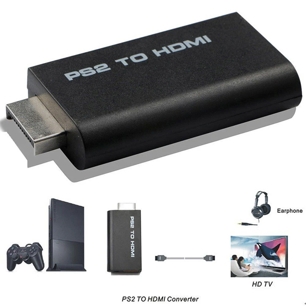 Для PS2 преобразователь видеосигнала HDMI адаптер с 3,5 мм аудио выход игра в HDMI конвертер с HDMI кабель для hdtv-компьютер гарнитуры