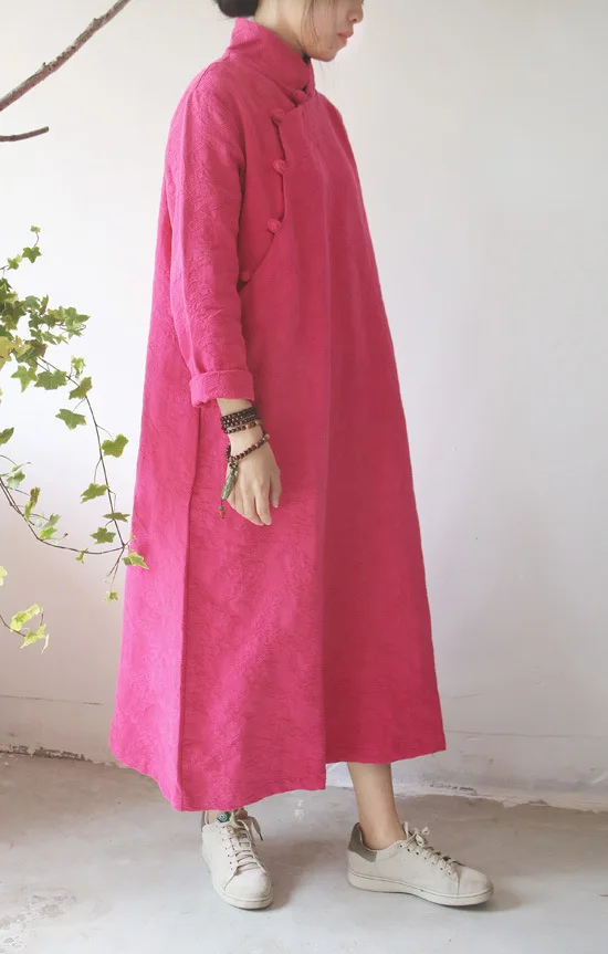 Женское винтажное жаккардовое платье с воротником стойкой трапециевидное