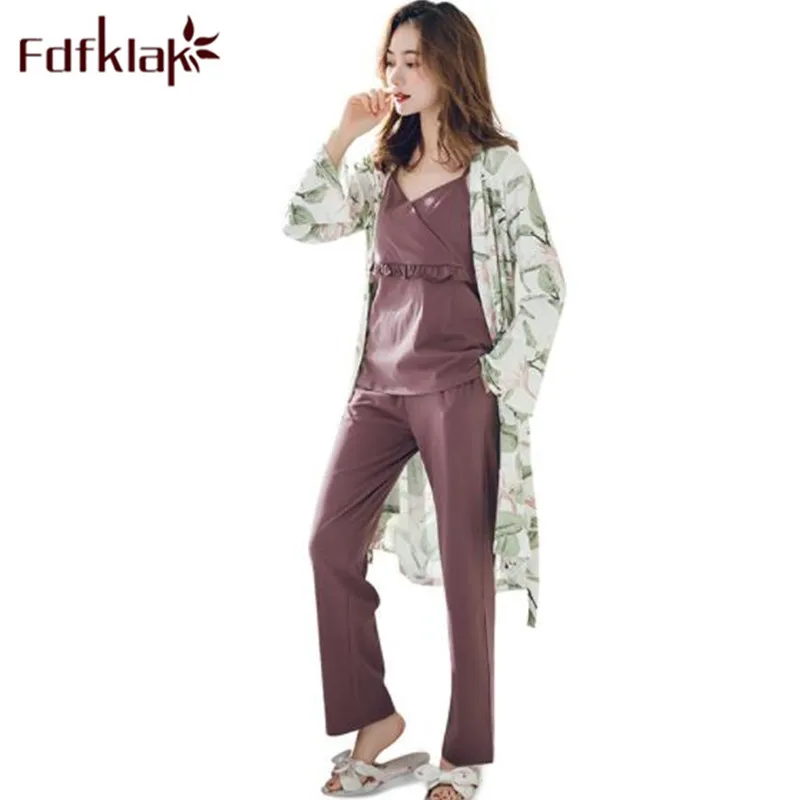 Весенне-летняя Хлопковая пижама из 3 предметов Пижама для кормящих матерей