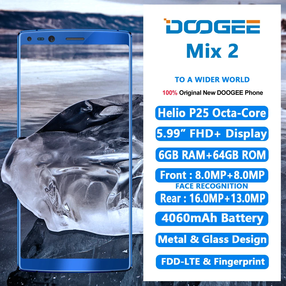 Doogee Mix 2 5.99 'ɿHD + 6 ГБ Оперативная память 64 Встроенная смартфон 4060 мАч helio P25