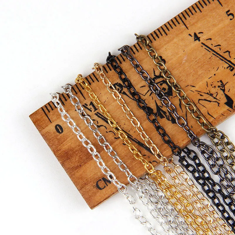 5m/lot 0.6x3x2mm Iron Necklace Chains 7colors Bulk Rolo For Bracelets Jewelry Diy Making Open Link Metal Findings | Украшения и