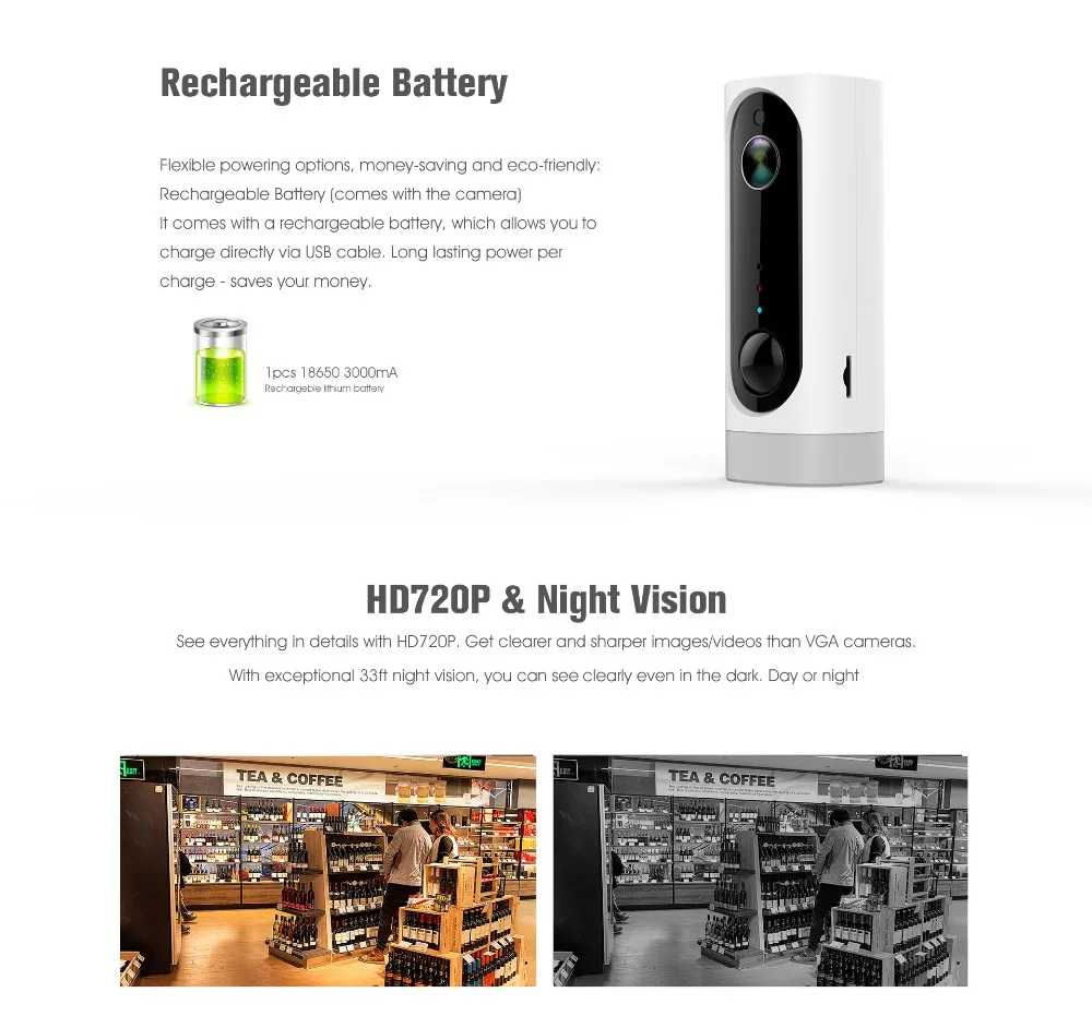 HD1080P 720P 108Wi Fi камера безопасности IP мА батарея ночного видения удаленный