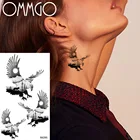 Мужские и женские татуировки OMMGO, водостойкие черные татуировки на запястье в виде птицы