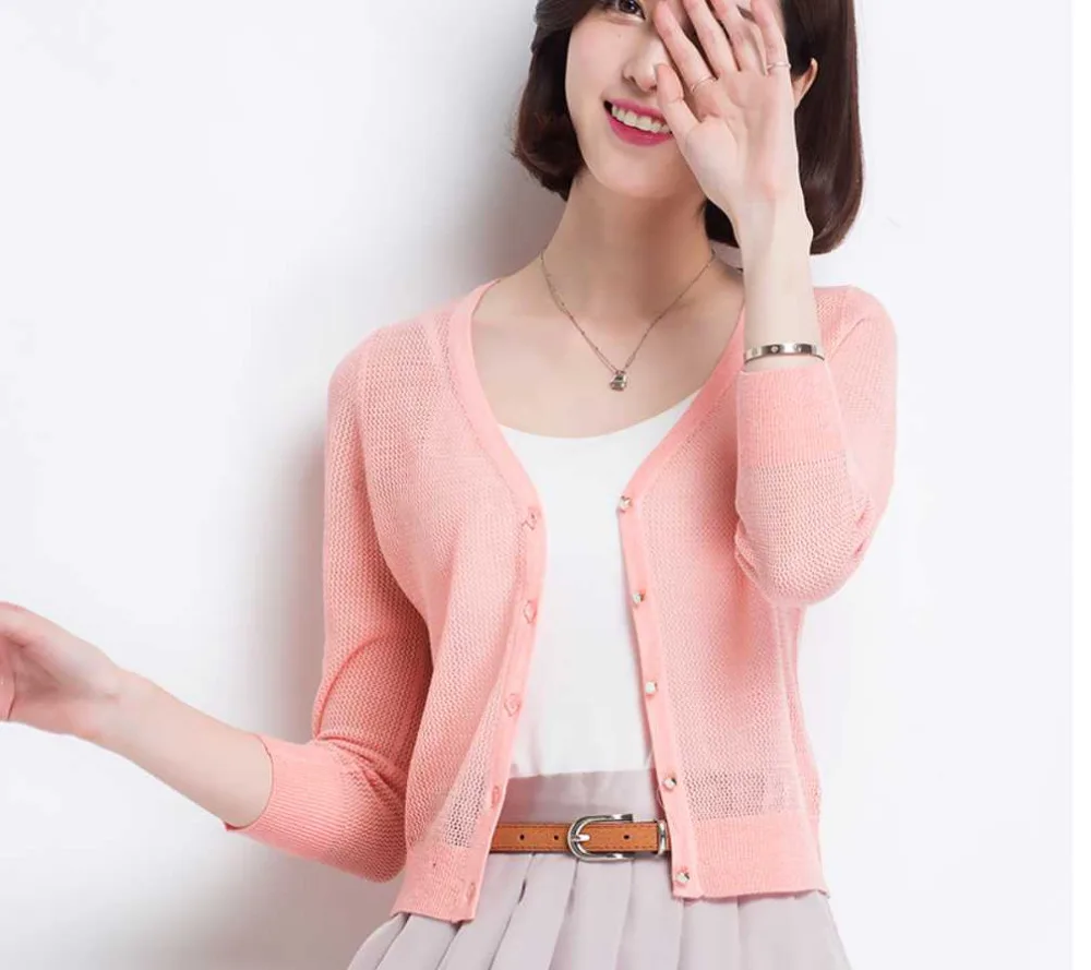 Sweater Cardigan 2019 Spring and Summer V-neck Short Design Thin Loose Cutout Cape Outerwear Female Free Shipping |