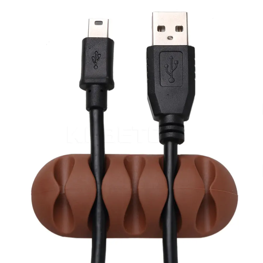 Силиконовый Кабельный органайзер гибкий кабель USB зажимы для управления