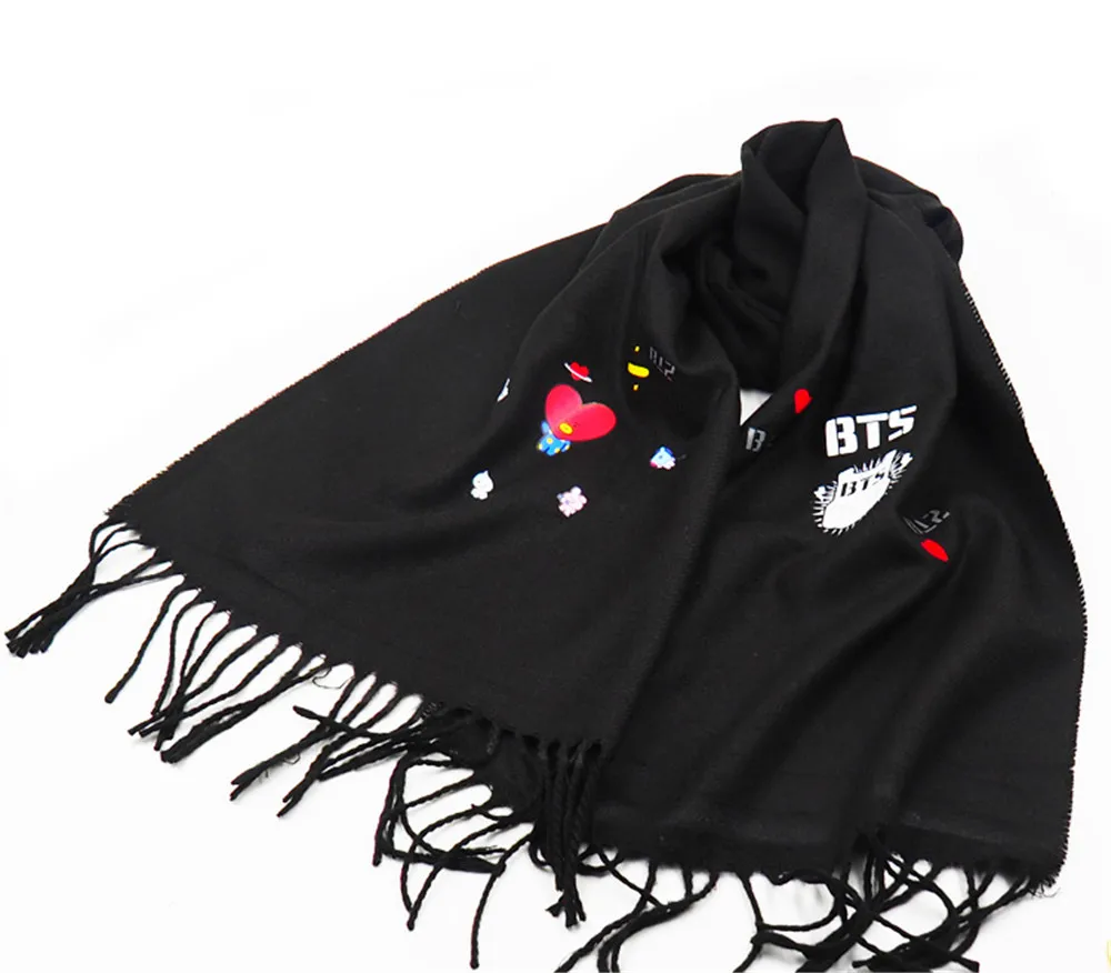 Новый Kpop BTS Bangtan обувь для мальчиков TATA CHIMMY RJ женщин и мужчин теплый шарф черный