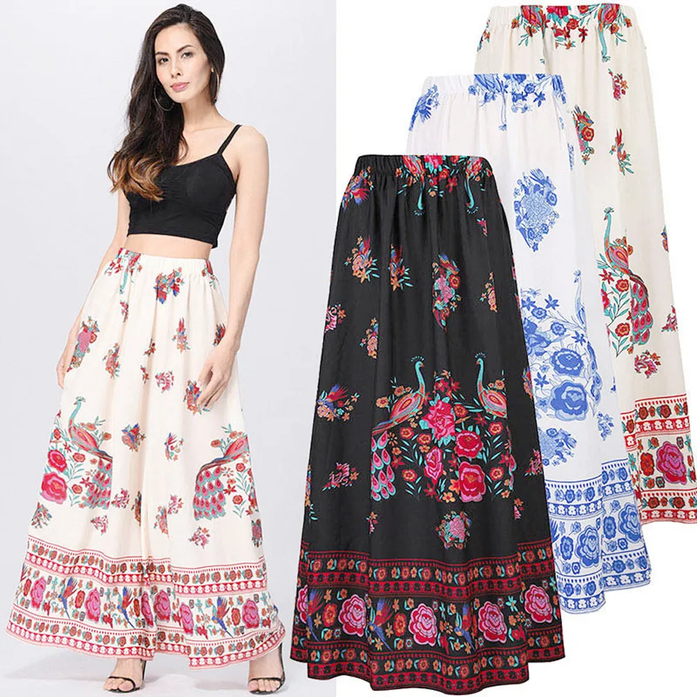 Женские сексуальные юбки חצsummer Summer rorokken jupe femme Boho макси с цветочным принтом