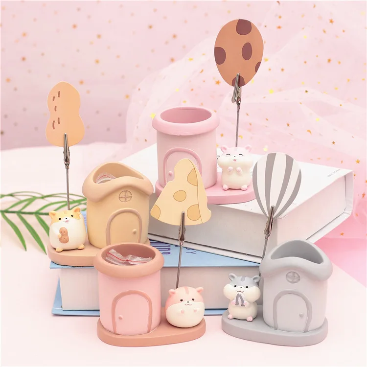 Креативный держатель для карандашей с клипсой из смолы Kawaii настольный