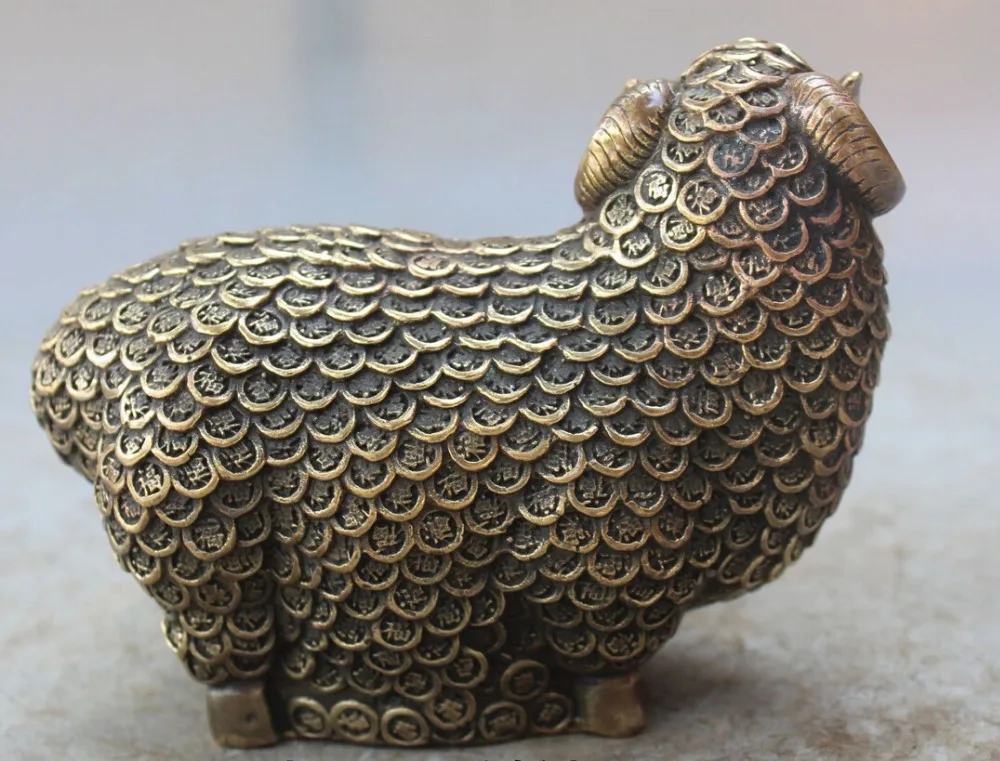 Песня voge gem S0008 15 СМ Помечено Китай Народная Бронзовый Зодиак Год Овцы 100 Фу
