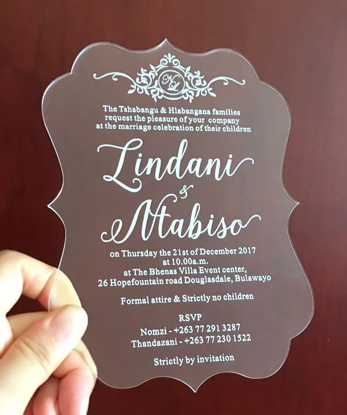 Акриловое Свадебное приглашение на заказ причудливая форма | Дом и сад