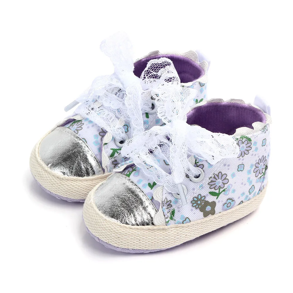 

Newborn Toddler Girl Baby Crib Shoes Soft Sole Anti-slip Floral Baby Girl Sneakers 0-12 Months