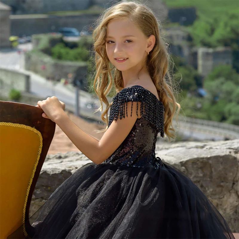 Нарядные платья для девочек Тюлевое платье с коротким рукавом и цветочным