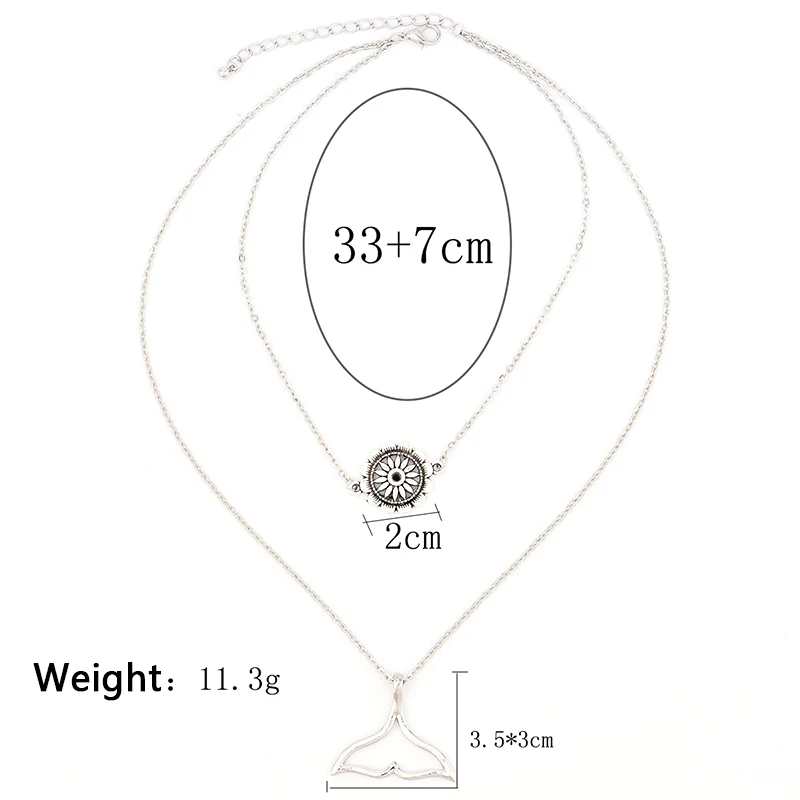 2 шт./компл. женское ожерелье в ретро-стиле с резным узором изображением хвоста