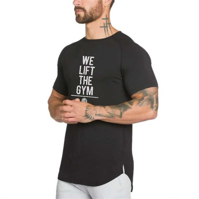 

Brand Fitness Clothing Mens Gym Tight T-shirt Mens Cotton T shirt Homme Bodybuilding Tshirt Men Summer O-neck Tee Tops